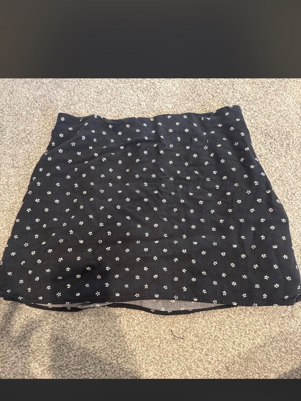 American Eagle Outfitters Black Mini Skirt with White Daisy Print